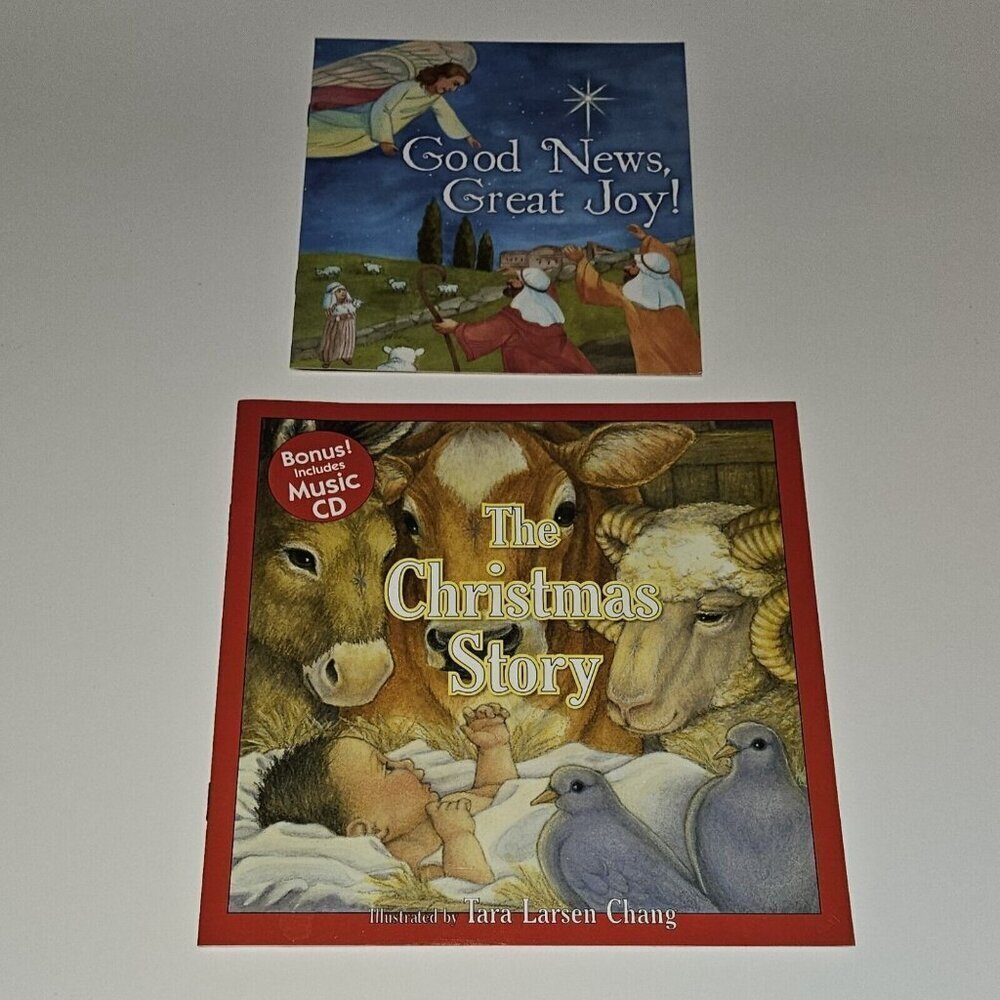 2 Christmas Story Paperback Book Lot Music CD Chang Good News Great Joy